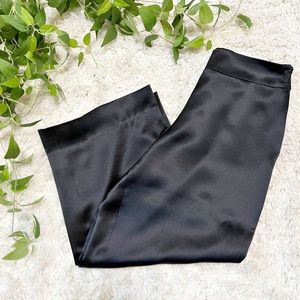 Kay Unger Black Silk Cropped Wide Leg Pants